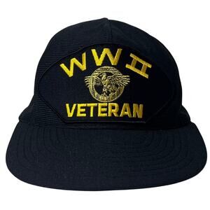Eagle Crest USA World War II Veteran Black Snapback Ball Cap Gold Embroidery